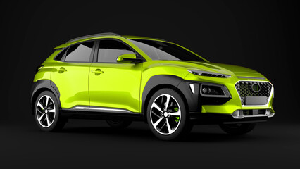 green suv car on black background side view