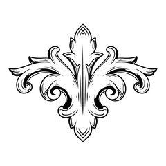 vintage fleur de lis line art hand drawn illustration © Riza
