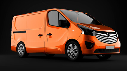 orange van on black background front view