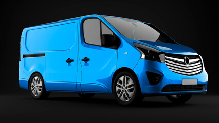 blue van on black background front view