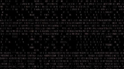 Futuristic digital interface with Glitch Symbols Overlay featuring random code for sci-fi video editing - Powered by Adobe