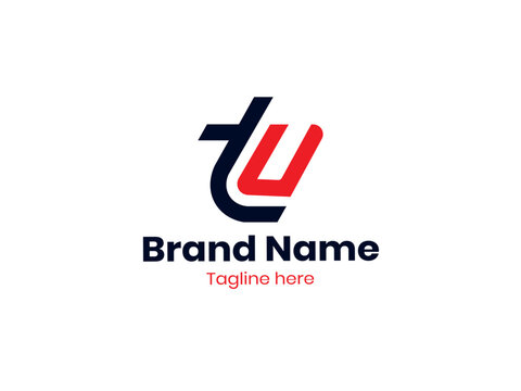 Creative TU letter logo design. Unique TU monogram logo Red and Black color. TU logo, UT logo, UT letter, UT letter design. 