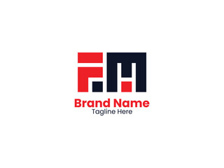 Obraz premium Creative Initial letter FM, MF, F and M. Red and black color fm logo