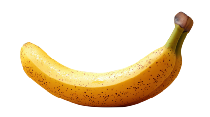 Naturally sweet organic banana at peak ripeness , PNG, isolated on transparent background.