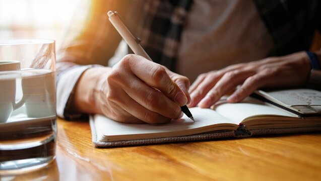 Nutritionist reviews meal plan notes jotting balanced guidance for clients