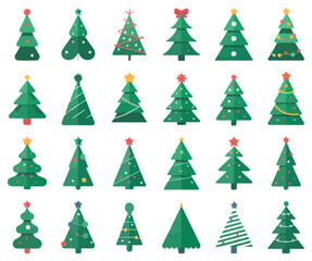 cartoon christmas tree vector set