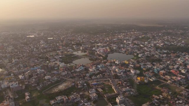 4K Drone Footage of Madhubani Town, Bihar | Aerial View of Cityscape, Roads, and Urban Landscape in Mithila Region, India