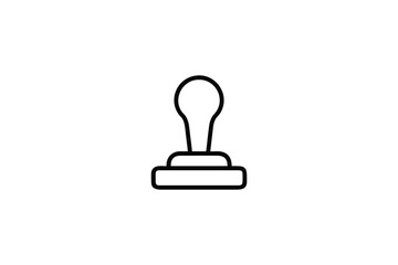 Classic Black Outline Icon of a Traditional Rubber Stamp for Official Documents and Approval