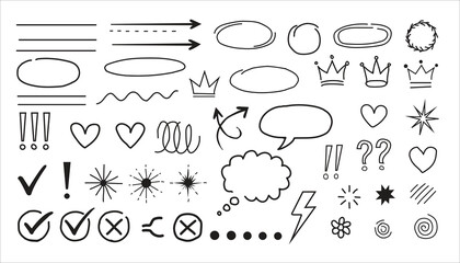 Hand Drawn Doodle Design Elements and Symbols Vector Set
