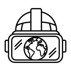 Virtual reality headset displaying planet earth EPS icon
