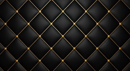Obraz premium Luxurious black leather pattern with gold accents detailed background