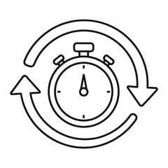 Circular arrows around a stopwatch EPS icon
