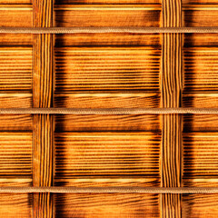 Seamless 4k photo texture of burned pine wood planks or shield surface with ropes.