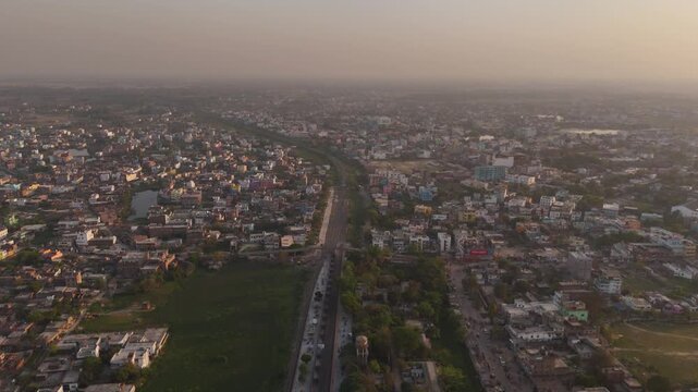 4K Drone Footage of Madhubani Town, Bihar | Aerial View of Cityscape, Roads, and Urban Landscape in Mithila Region, India