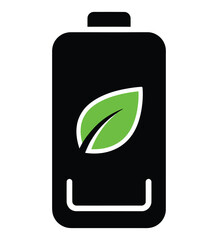battery, silhouette, leaf, green, energy, power, charge, eco, ecology, environment, renewable, clean, sustainable, icon, symbol, graphic, design, concept, technology, battery life, full, charged, powe