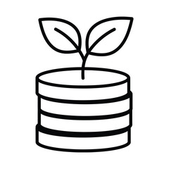 Plant growing from stack of coins EPS icon
