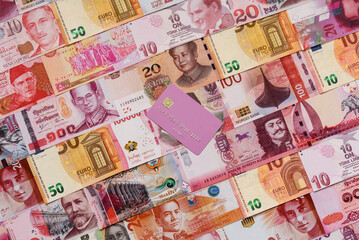 A credit card for contactless cashless payments via a terminal or online. A credit card