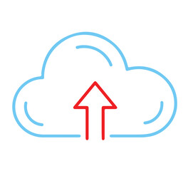 Red arrow pointing up inside a blue cloud EPS icon