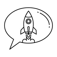 Rocket launching inside a speech bubble EPS icon
