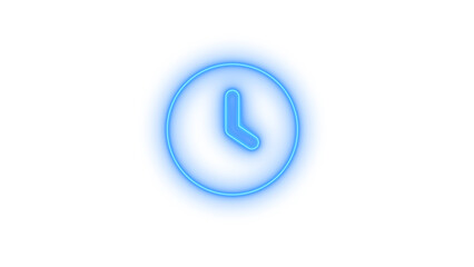 Sleek blue glowing neon clock icon vector set. Outline sleek blue glowing neon clock Icon on transparent background vector image.