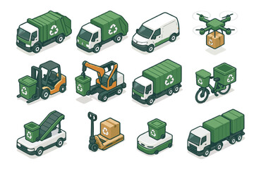 Transport vehicle pallet cargo van truck icons vector icon jack recycling smart