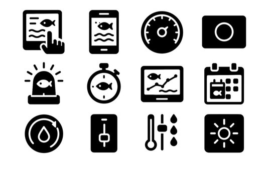 Aquarium knob filtration graph smart icons pump settings mode vector icon data