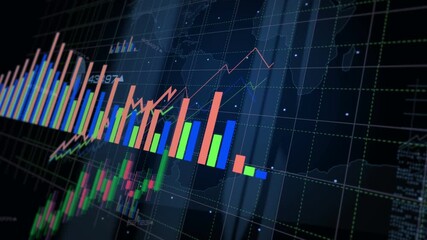 Ecommerce shopping online business charts and graphs diagram concept on display screen