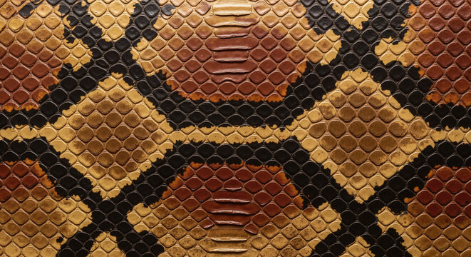 Exotic python snakeskin texture with a natural diamond pattern, ideal for a luxury background.