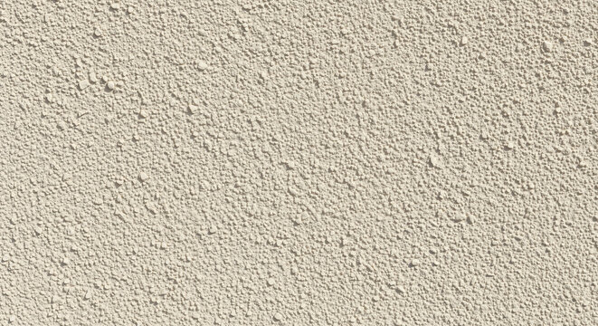 Stucco wall texture background. Close-up of a rough beige plaster or cement render on a building facade.