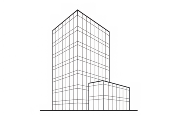 Skyscraper line art abstract wireframe building architectural drawing design with transparent background