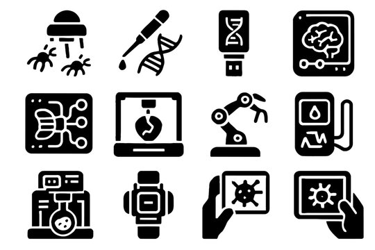 Organ biosensor icon vector futuristic tool predictor kit synthetic lab data bio