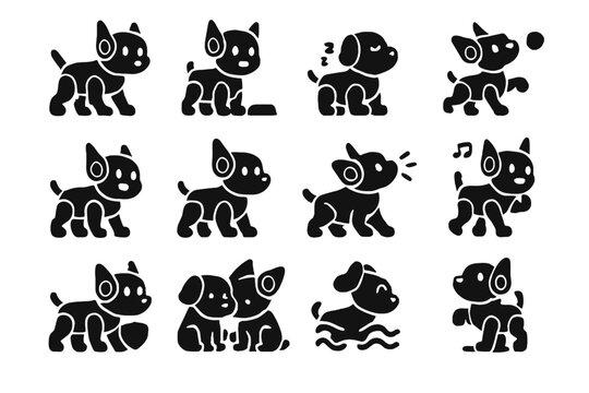 Alert scared learning vector mode sad pet bored excited love icon cyber