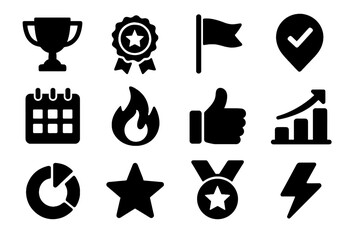 Smart trophy icons streak calendar fitness up icon encouragement vector gym goal