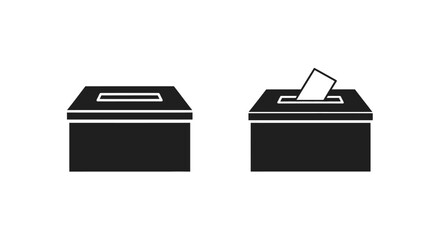Two ballot boxes one empty and one with a ballot inserted inside
