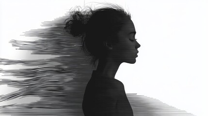 A thoughtful silhouette representing introspection and creativity in a modern artistic form.