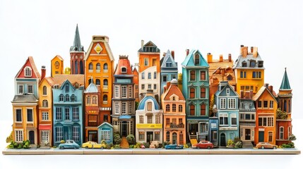Colorful miniature buildings showcase intricate designs, perfect for collectors and decorative displays.