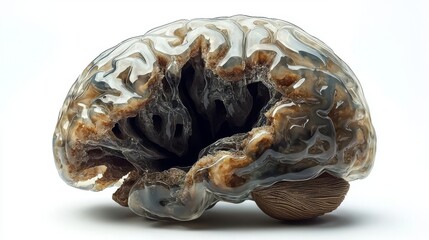 A unique abstract representation of a brain-like structure creatively formed to evoke thought and curiosity.