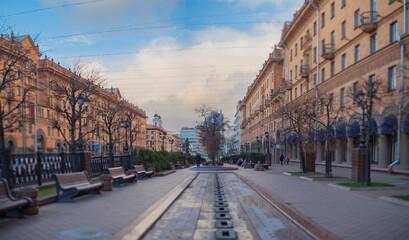 Evening Minsk in late autumn.  Belarus