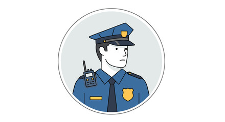 Dependable police officer illustration with radio for community safety campaigns a symbol of protection law enforcement and public service announcements, Generative AI.