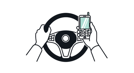 Avoid distractions while driving with this illustration stay safe on the road and never text and drive for a better future, Generative AI.