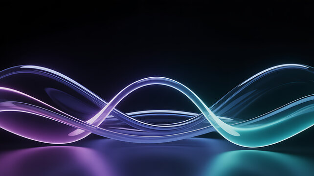 Abstract neon wave with blue and purple light on dark background, representing futuristic technology, energy flow, digital network, and modern communication - Powered by Adobe
