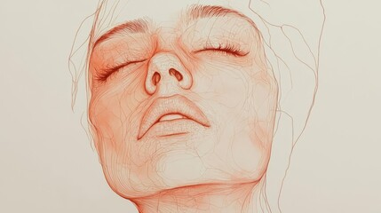 A minimalist drawing of a serene face with closed eyes, evoking calmness and introspection.