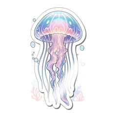 Naklejka premium jellyfish in blue water