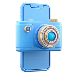 Blue 3 D Camera on Smartphone isolated on a transparent background