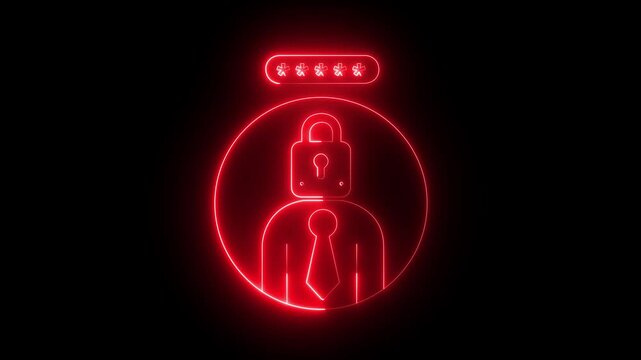 Password icon, Typing wrong and right password icon animation. Security symbol animation. neon security lock icon and password. security icon privacy password protection safety animation.
