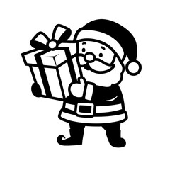 Black and White Santa Holding Gift Vector Illustration
 

 

 
