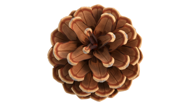 Detailed close up of a brown pine cone against a black background