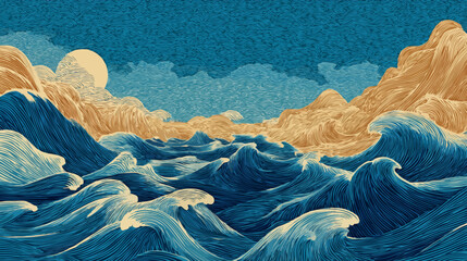 Stylish wavy open ocean