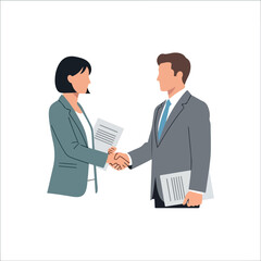 Business deal handshake with documents