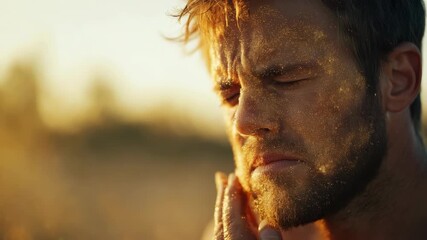 human showing allergic reactions to flowers and plants, redness, rash, and irritation, dermatology and health concept, medical illustration